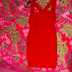 Bebe Red Bodycon Bandage Dress - Women